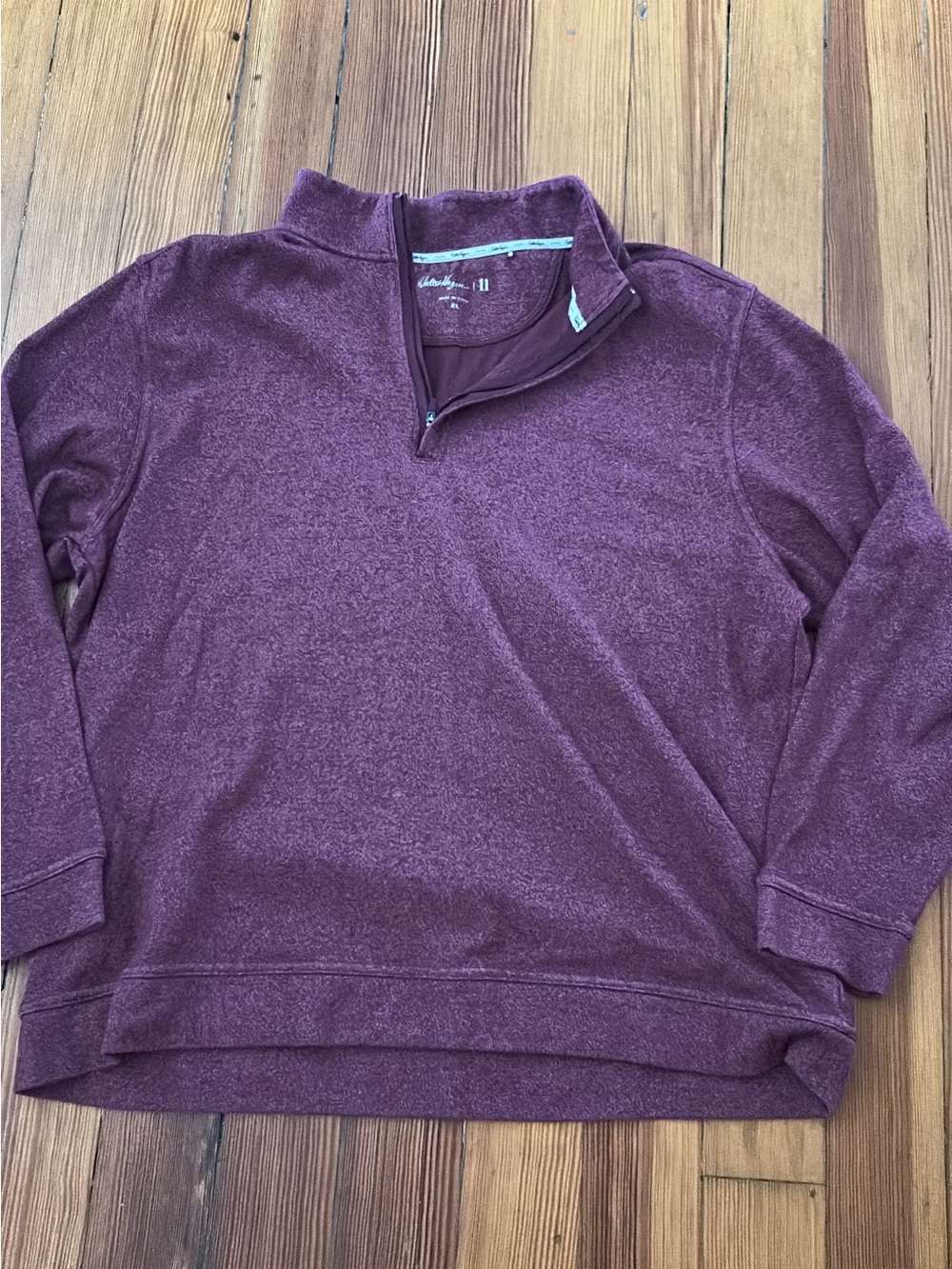 Walter Hagen Men's Heathered Burgundy Zip-Neck Sweater